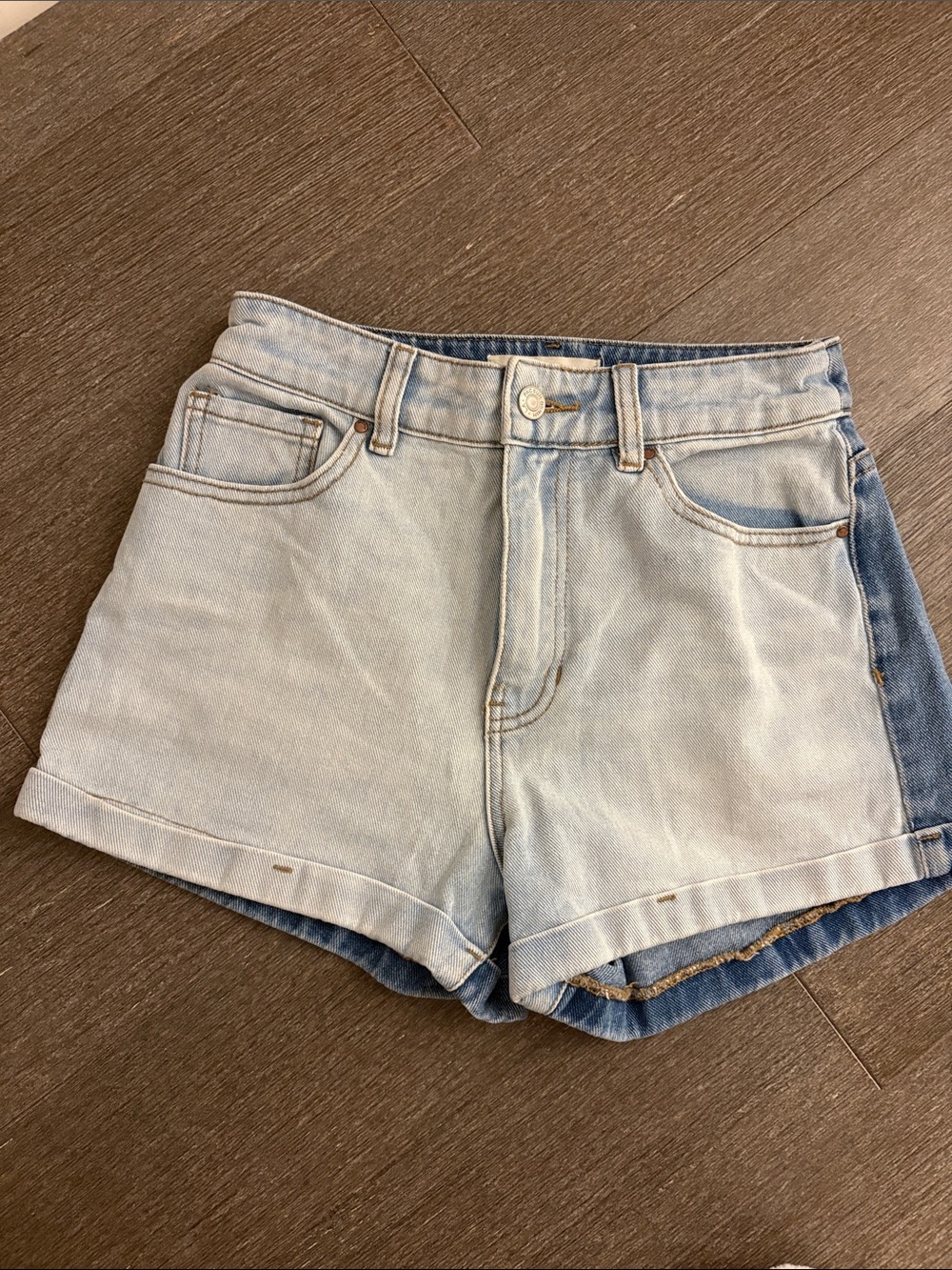 PacSun Two-Tone Light Blue Denim Shorts